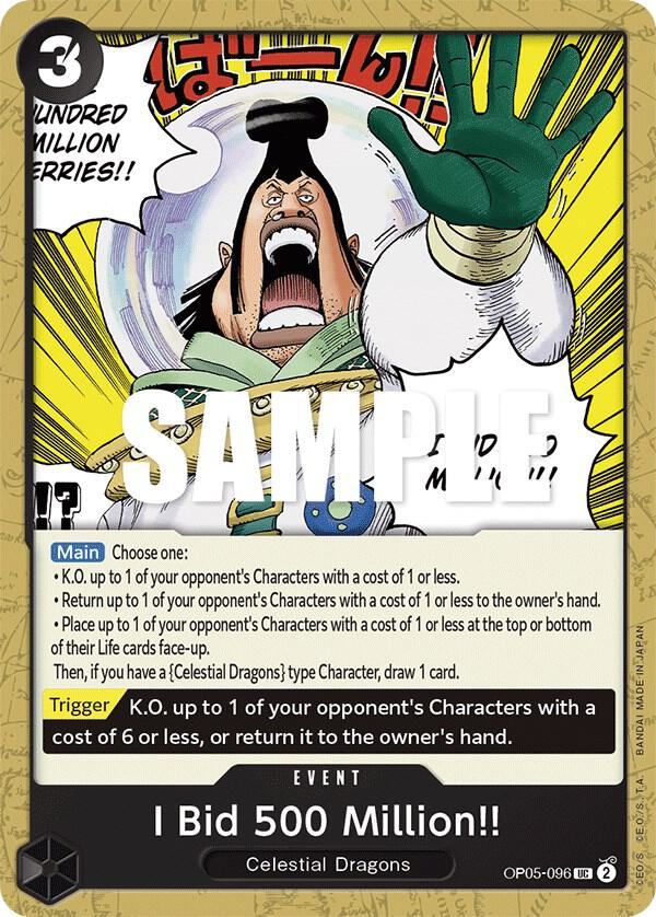 I Bid 500 Million!! UC Awakening of the New Era OP05-096 NM