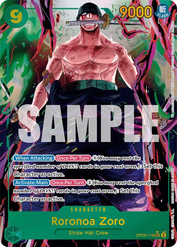Roronoa Zoro (Alternate Art) SEC Wings of the Captain OP06-118 NM