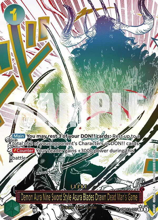 Demon Aura Nine Sword Style Asura Blades Drawn Dead Man's Game (Alternate Art) R Legacy of the Master OP12-037 NM