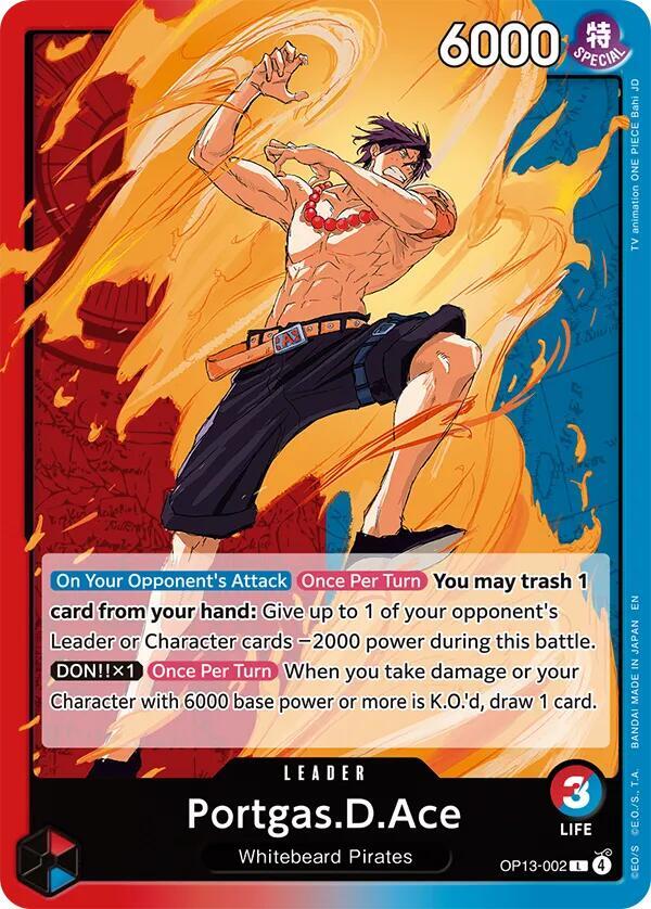 Portgas.D.Ace (002) L Carrying On His Will OP13-002 NM
