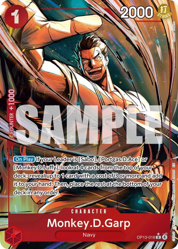 Monkey.D.Garp (Alternate Art) R Carrying On His Will OP13-016 NM