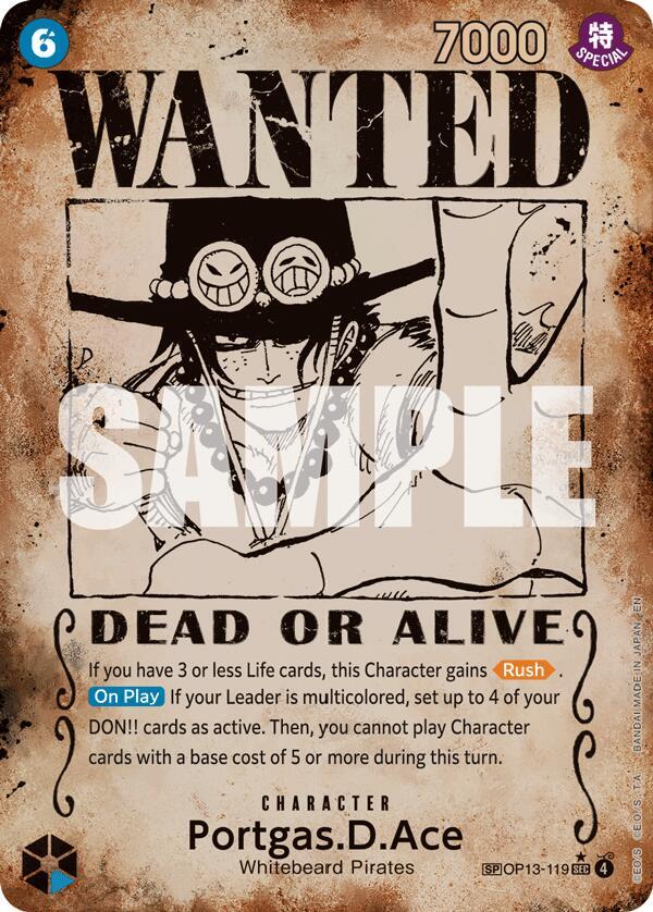 Portgas.D.Ace (119) (Wanted Poster) SEC Carrying On His Will OP13-119 NM