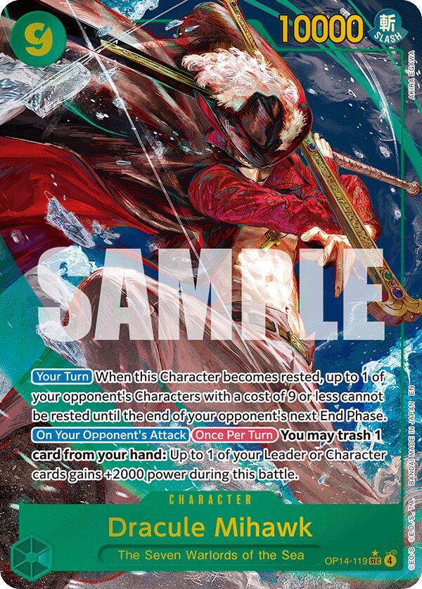Dracule Mihawk - OP14-119 (Alternate Art) SEC The Azure Sea's Seven OP14-119 NM