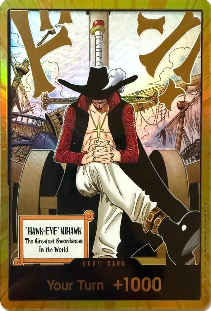 DON!! Card (Dracule Mihawk) (Gold) DON!! The Azure Sea's Seven NM