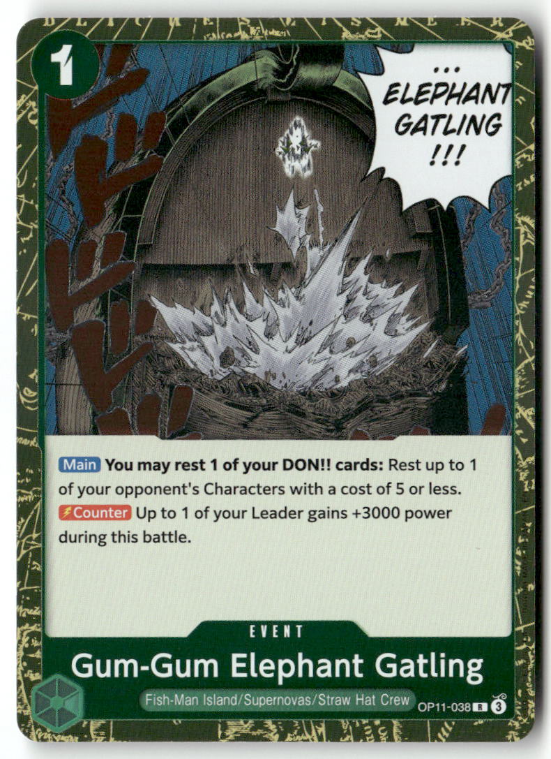 Gum-Gum Elephant Gatling R A Fist of Divine Speed OP11-038 NM