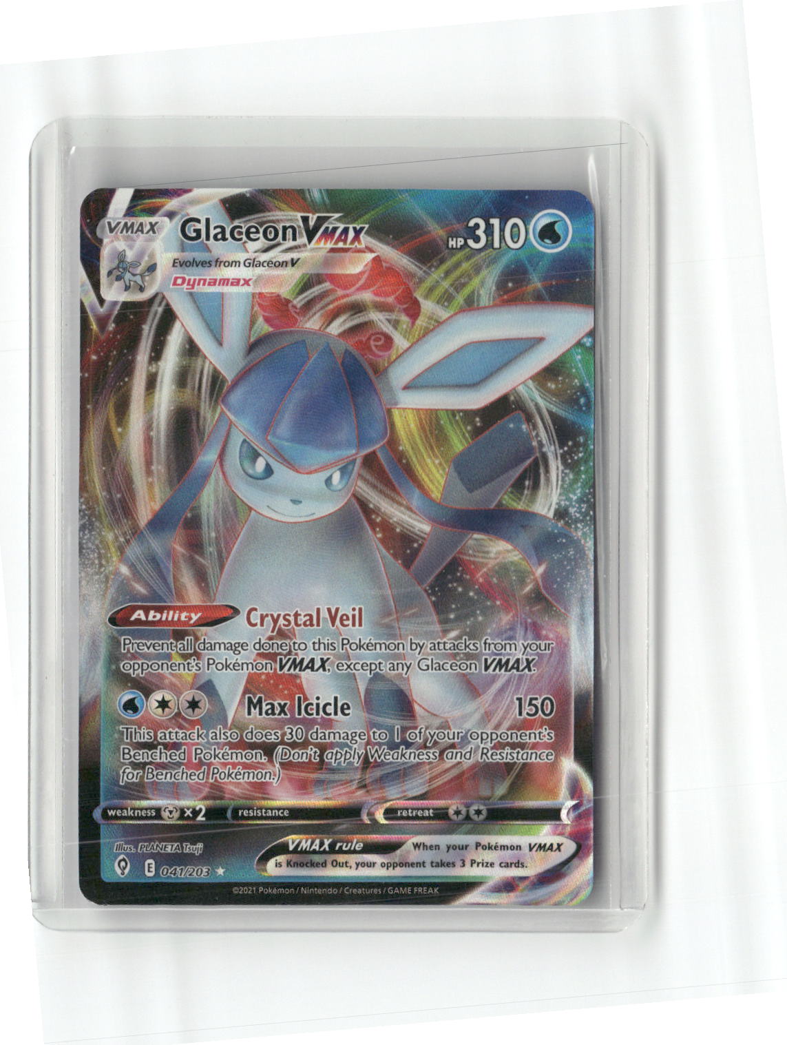 Glaceon VMAX Ultra Rare SWSH07: Evolving Skies 041/203 NM