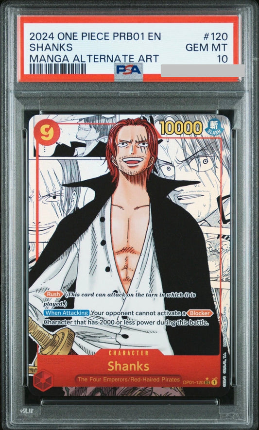 PSA 10 GEM MINT Shanks Manga Alternate Alt Art One Piece