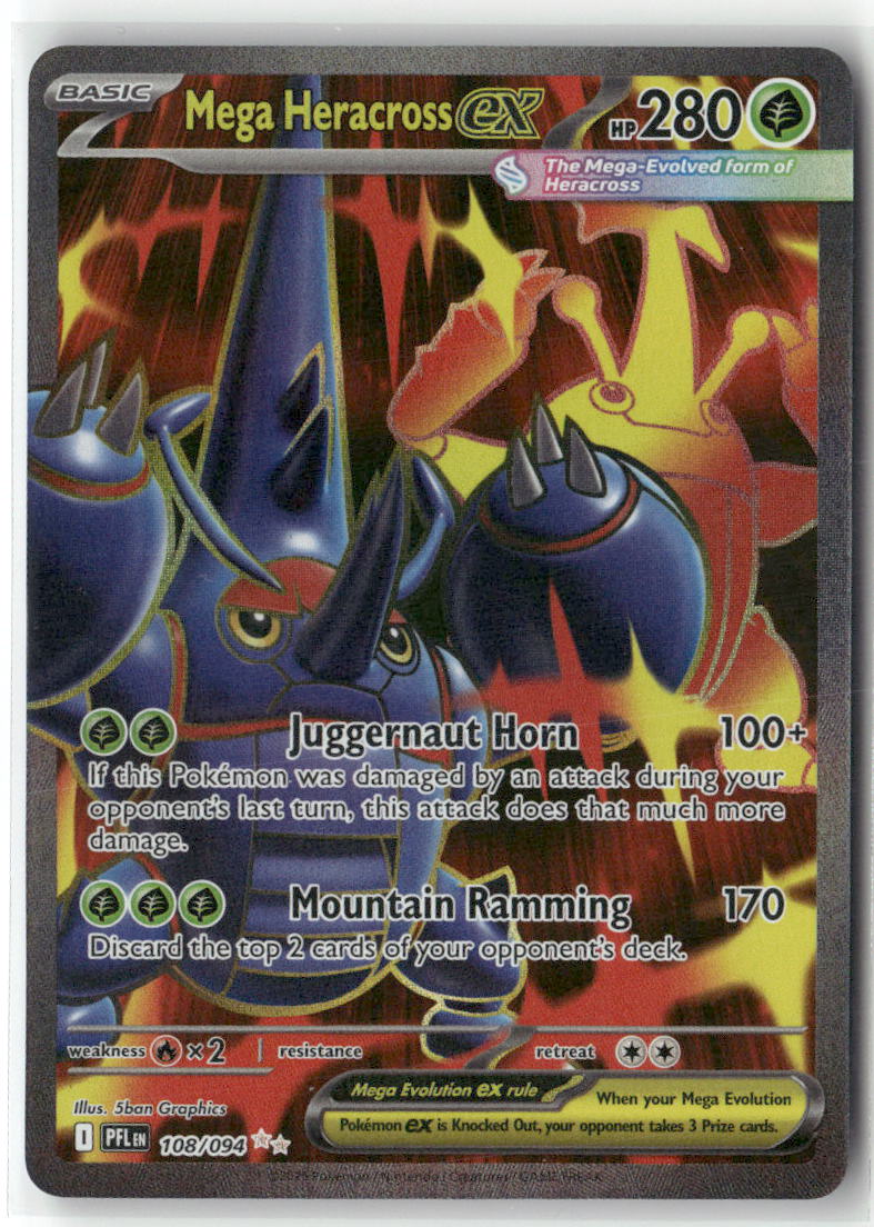 Mega Heracross ex Ultra Rare ME02: Phantasmal Flames 108/094 NM