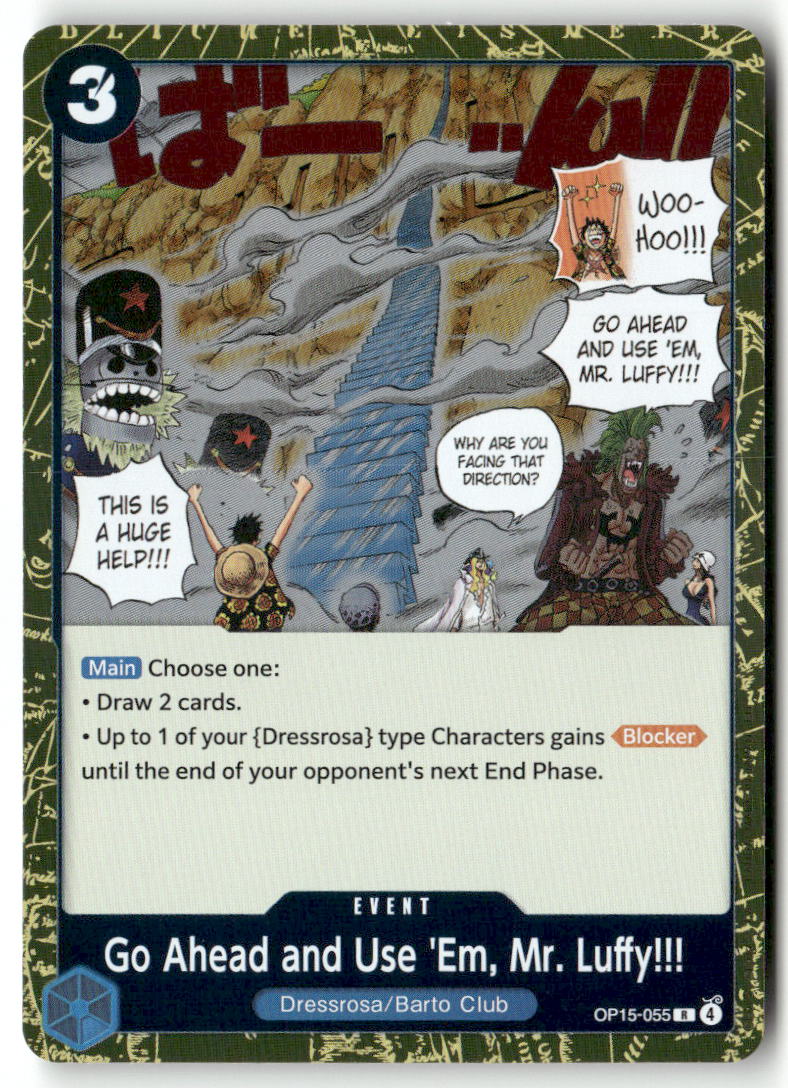 Go Ahead and Use 'Em, Mr. Luffy!!! R Adventure on Kami's Island OP15-055 NM