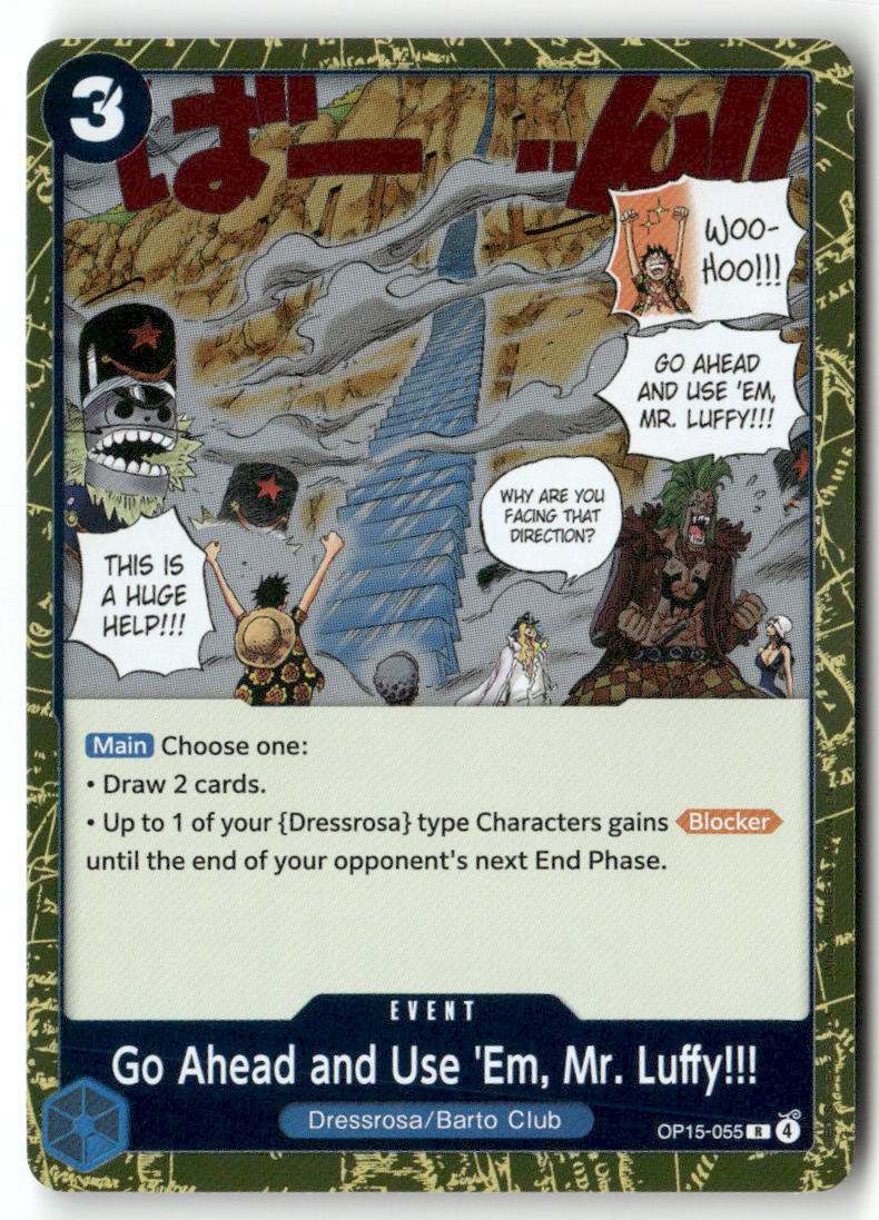 Go Ahead and Use 'Em, Mr. Luffy!!! R Adventure on Kami's Island OP15-055 NM