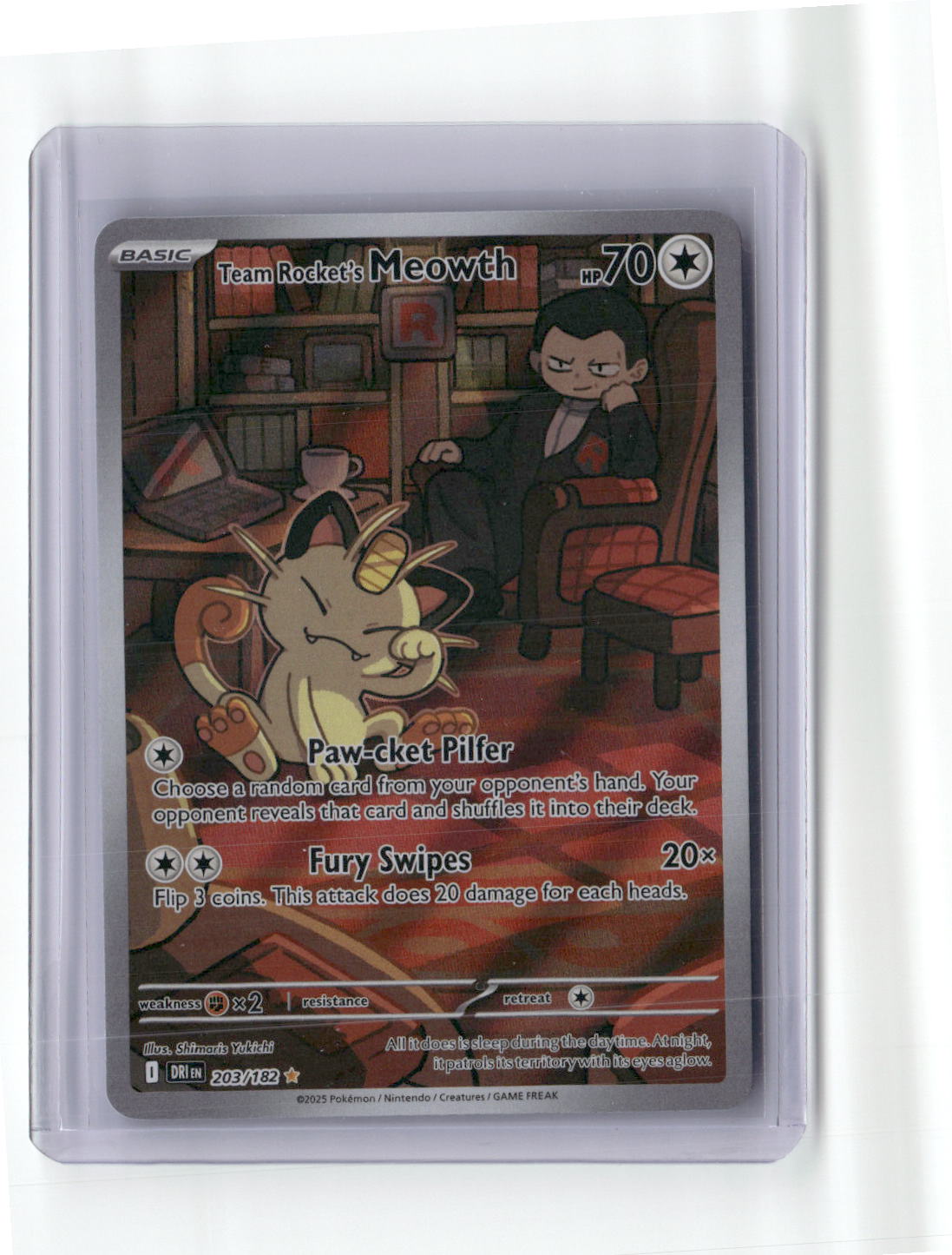 Team Rocket's Meowth - Illustration Rare SV10: Destined Rivals 203/182 NM