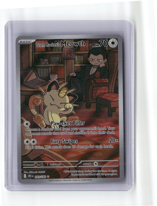 Team Rocket's Meowth - Illustration Rare SV10: Destined Rivals 203/182 NM