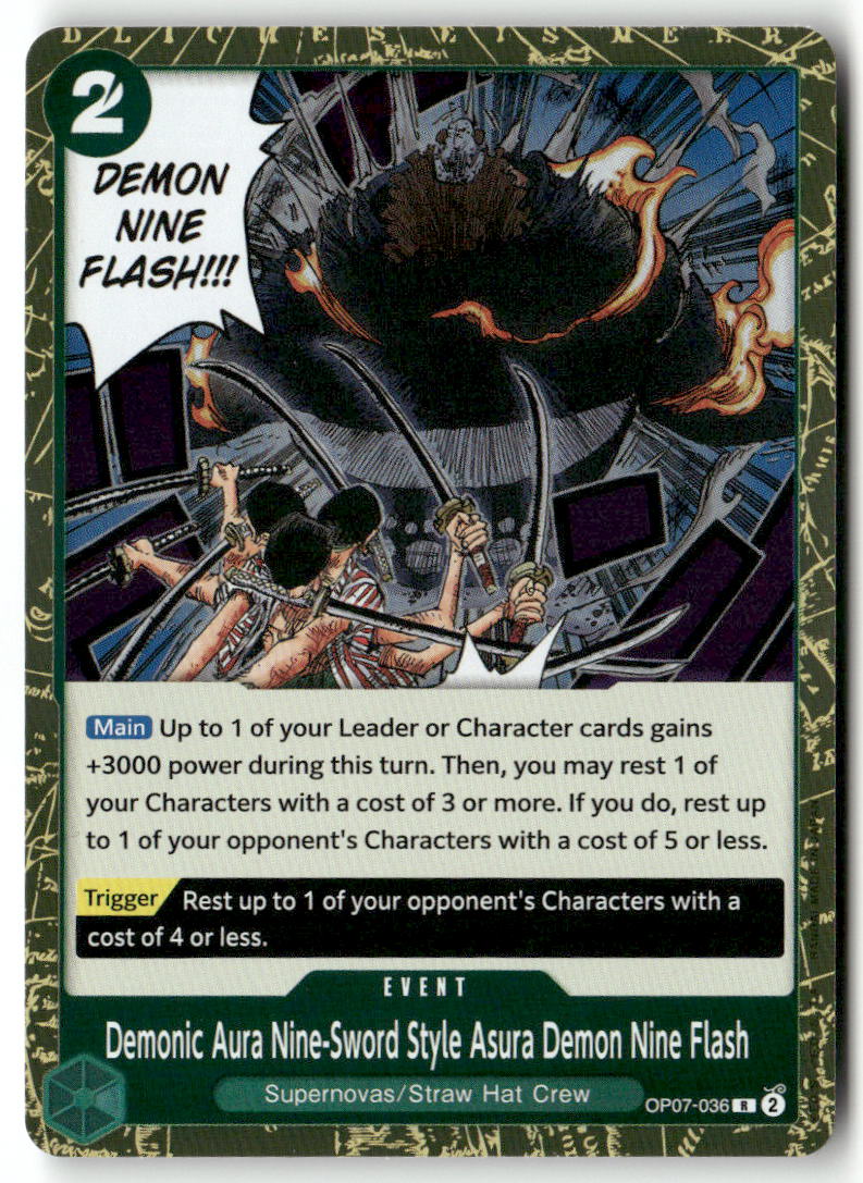 Demonic Aura Nine-Sword Style Asura Demon Nine Flash R 500 Years in the Future OP07-036 NM