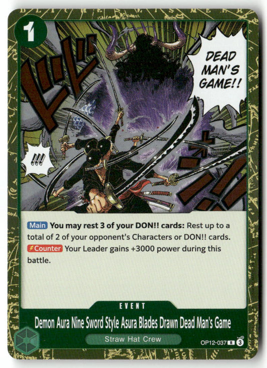 Demon Aura Nine Sword Style Asura Blades Drawn Dead Man's Game R Legacy of the Master OP12-037 NM