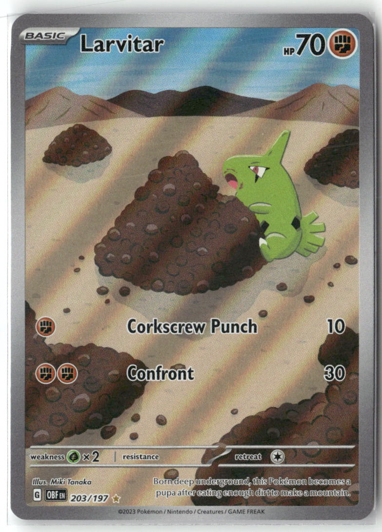 Larvitar Illustration Rare SV03: Obsidian Flames 203/197 NM