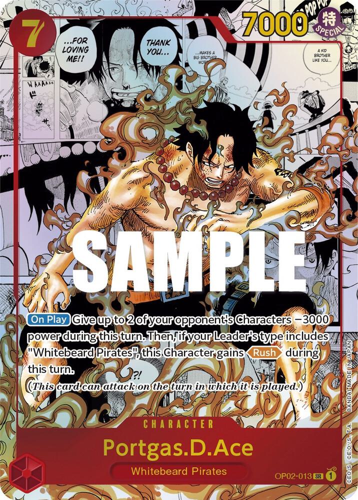 Portgas.D.Ace (Parallel) (Manga) (Alternate Art) SR Paramount War OP02-013 NM