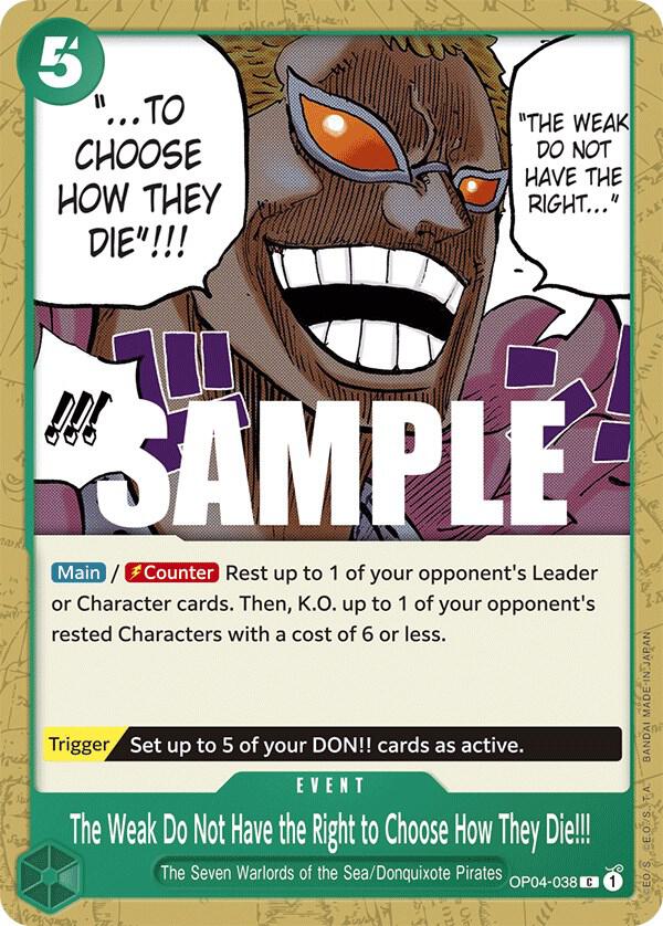 The Weak Do Not Have the Right to Choose How They Die!!! C Kingdoms of Intrigue OP04-038 NM