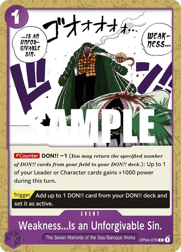 Weakness...Is an Unforgivable Sin. C Kingdoms of Intrigue OP04-076 NM