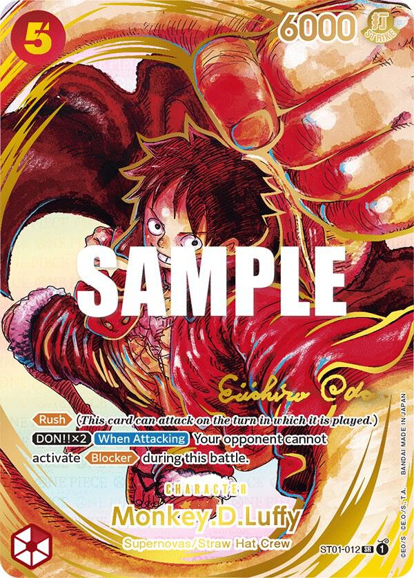 Monkey.D.Luffy (012) (Alternate Art) (Gold-Stamped Signature) SR Awakening of the New Era ST01-012 NM