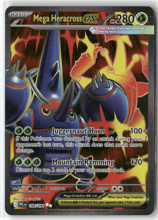 Mega Heracross ex Ultra Rare ME02: Phantasmal Flames 108/094 NM