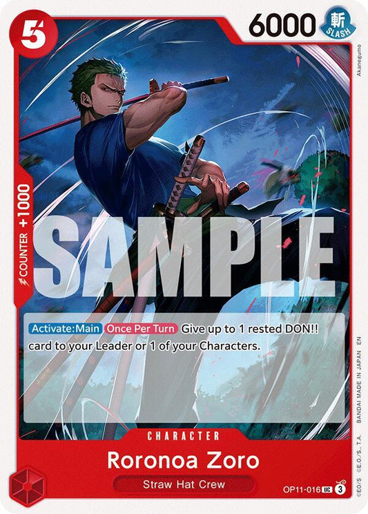 Roronoa Zoro UC A Fist of Divine Speed OP11-016 NM
