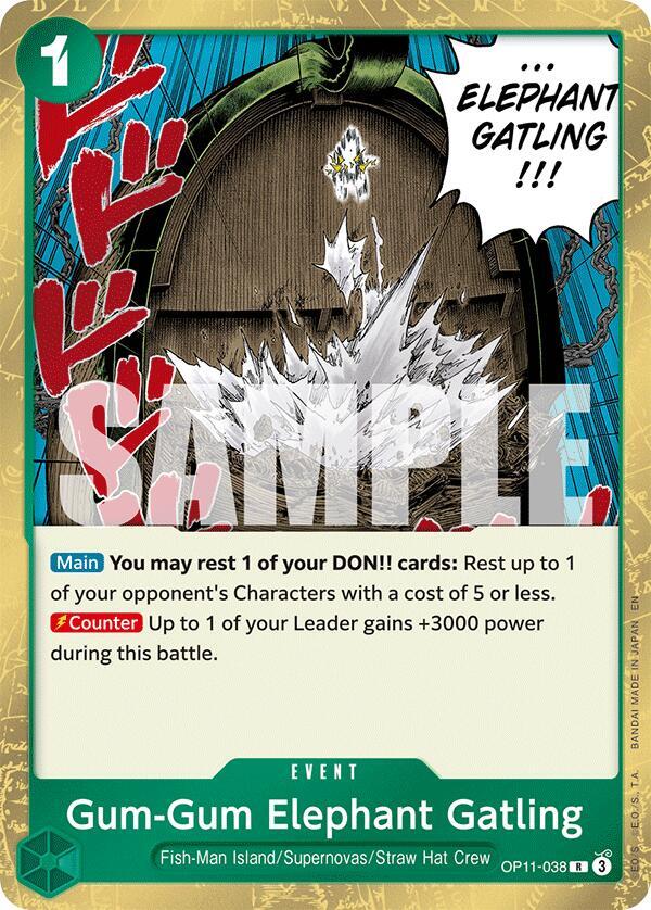 Gum-Gum Elephant Gatling R A Fist of Divine Speed OP11-038 NM