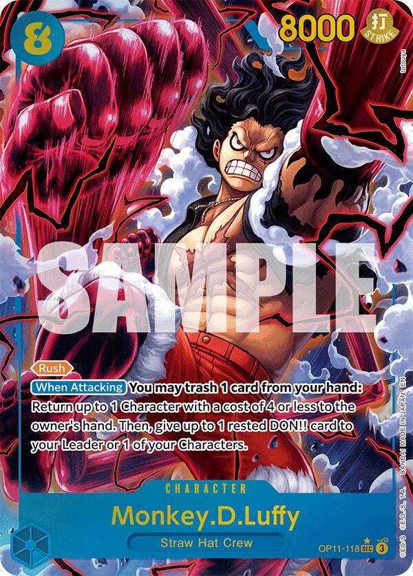 Monkey.D.Luffy (118) (Alternate Art) SEC A Fist of Divine Speed OP11-118 NM