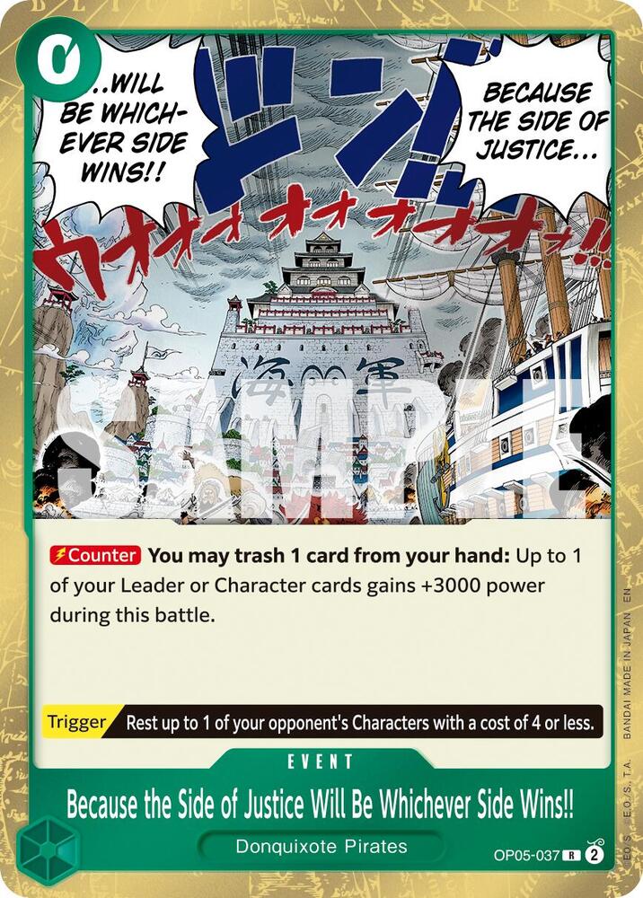 Because the Side of Justice Will Be Whichever Side Wins!! (Reprint) R Premium Booster -The Best- Vol. 2 OP05-037 NM