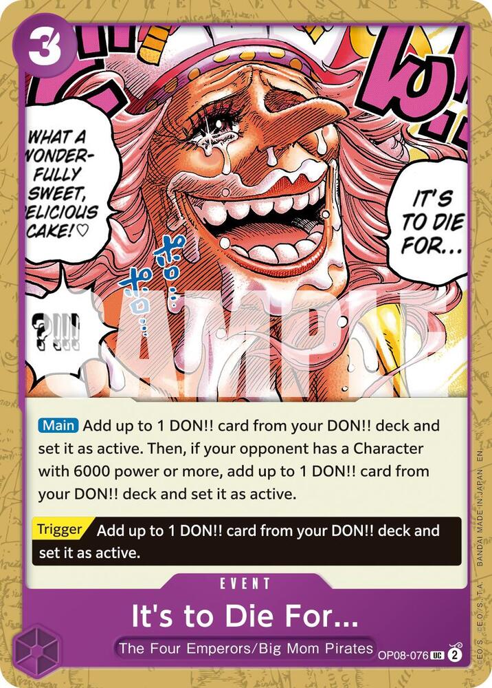 It's to Die For (Reprint) UC Premium Booster -The Best- Vol. 2 OP08-076 NM