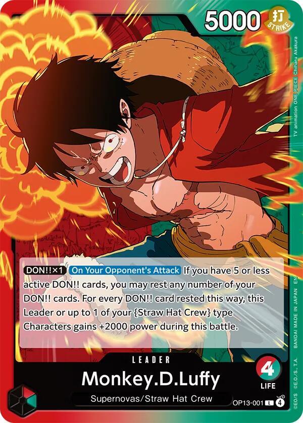 Monkey.D.Luffy (001) L Carrying On His Will OP13-001 NM