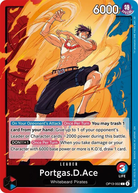 Portgas.D.Ace (002) L Carrying On His Will OP13-002 NM