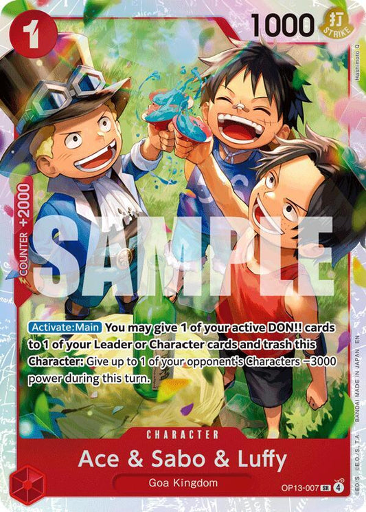 Ace & Sabo & Luffy SR Carrying On His Will OP13-007 NM