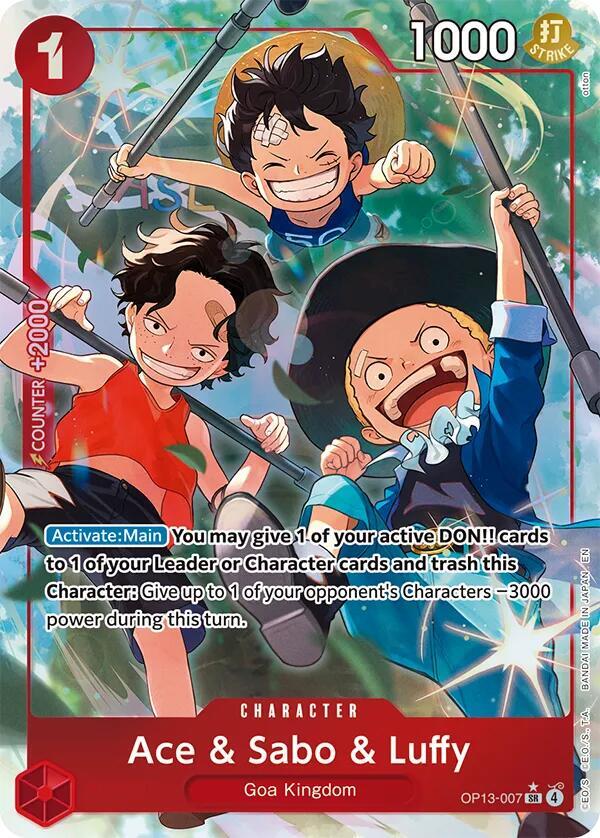 Ace & Sabo & Luffy (Alternate Art) SR Carrying On His Will OP13-007 NM