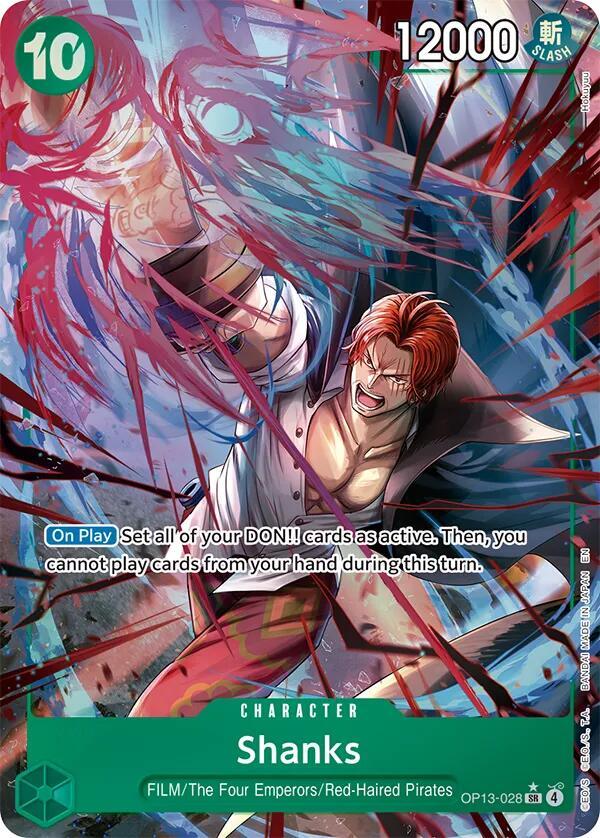 Shanks (028) (Alternate Art) SR Carrying On His Will OP13-028 NM