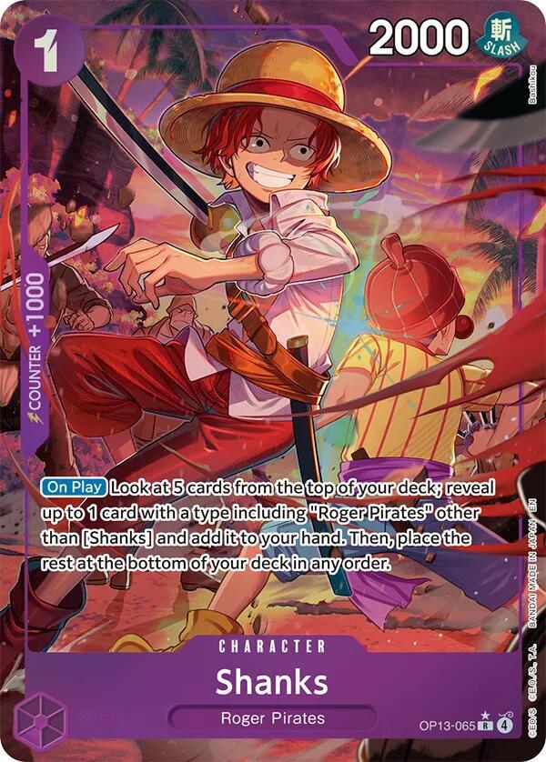 Shanks (065) (Alternate Art) R Carrying On His Will OP13-065 NM