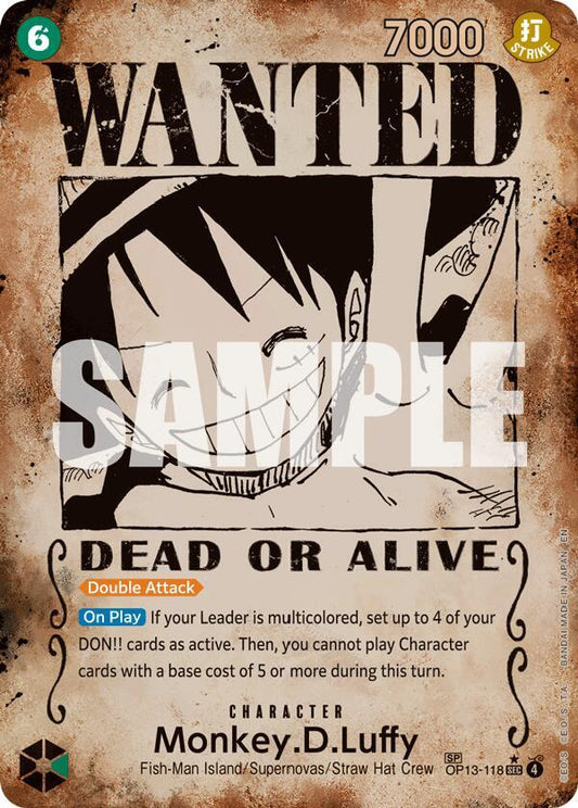 Monkey.D.Luffy (118) (Wanted Poster) SEC Carrying On His Will OP13-118 NM