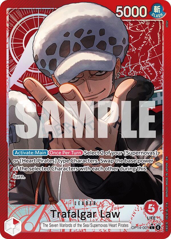 Trafalgar Law - OP14-001 (Alternate Art) L The Azure Sea's Seven OP14-001 NM