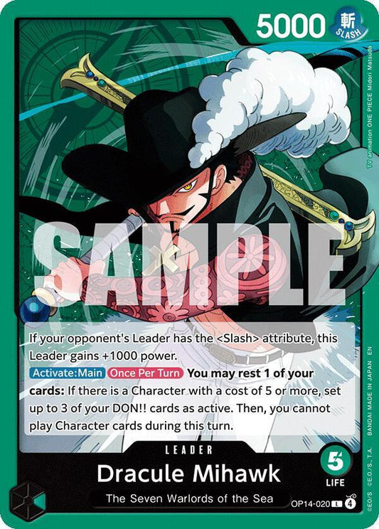 Dracule Mihawk - OP14-020 L The Azure Sea's Seven OP14-020 NM