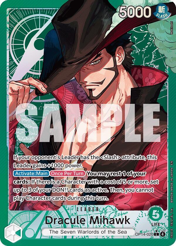 Dracule Mihawk - OP14-020 (Alternate Art) L The Azure Sea's Seven OP14-020 NM