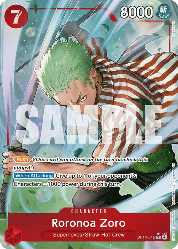Roronoa Zoro - OP14-015 (Alternate Art) R The Azure Sea's Seven OP14-015 NM
