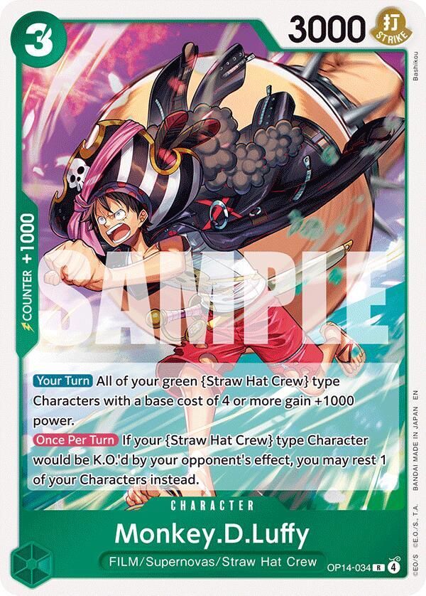 Monkey.D.Luffy - OP14-34 R The Azure Sea's Seven OP14-034 NM