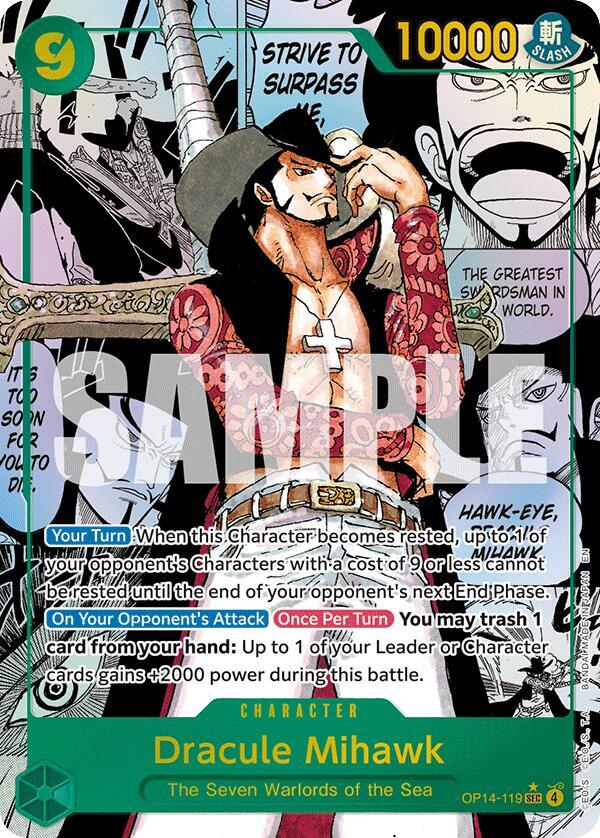 Dracule Mihawk (Manga) SEC The Azure Sea's Seven OP14-119 NM