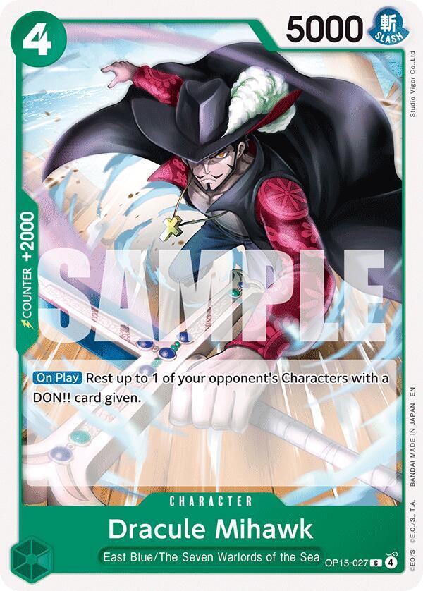 Dracule Mihawk C Adventure on Kami's Island OP15-027 NM