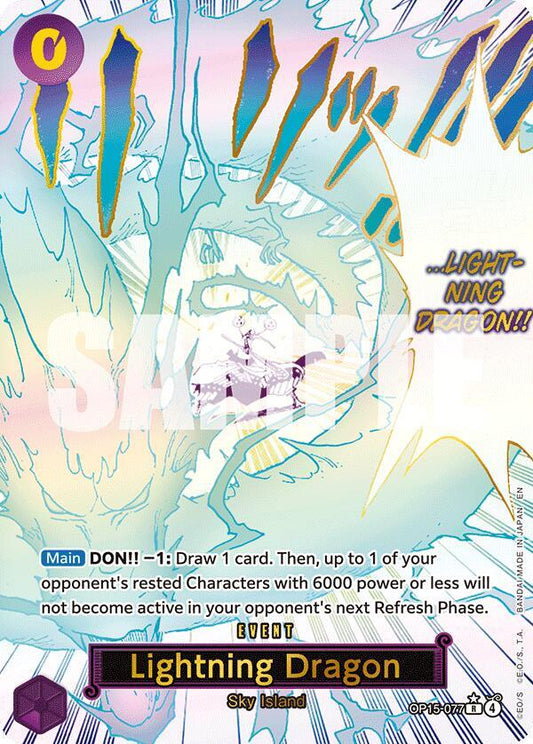 Lightning Dragon (Alternate Art) R Adventure on Kami's Island OP15-077 NM