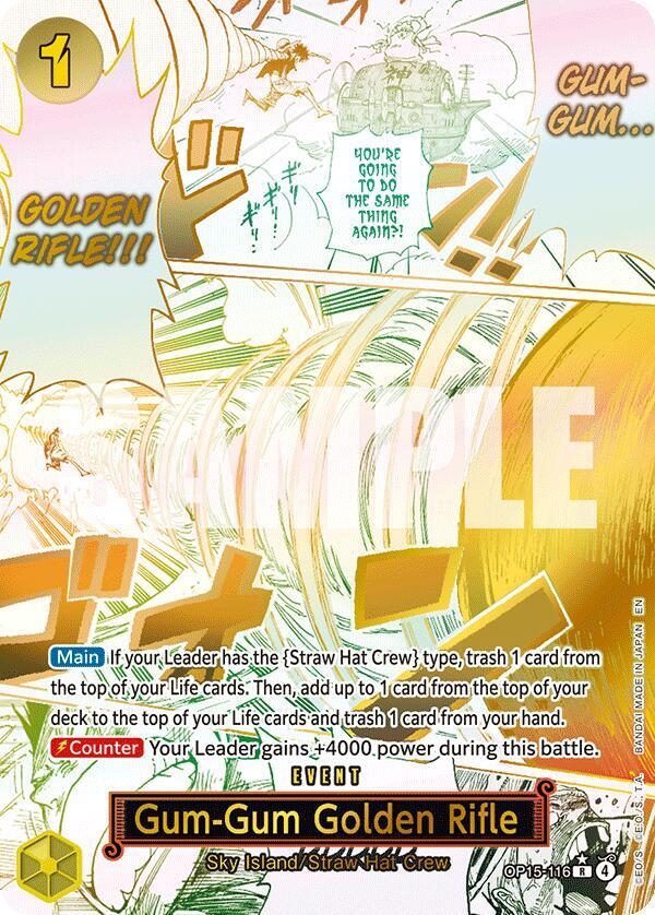 Gum-Gum Golden Rifle (Alternate Art) R Adventure on Kami's Island OP15-116 NM