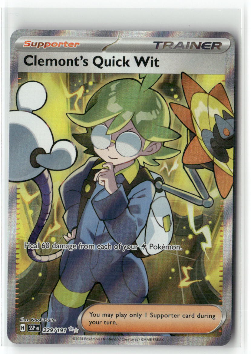 Clemont's Quick Wit Ultra Rare SV08: Surging Sparks 229/191 NM