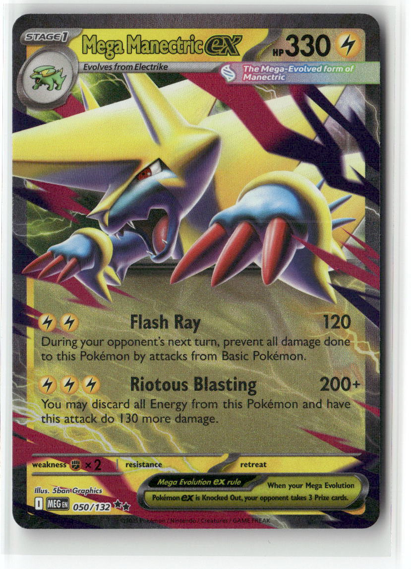 Mega Manectric ex Double Rare ME01: Mega Evolution 050/132 NM