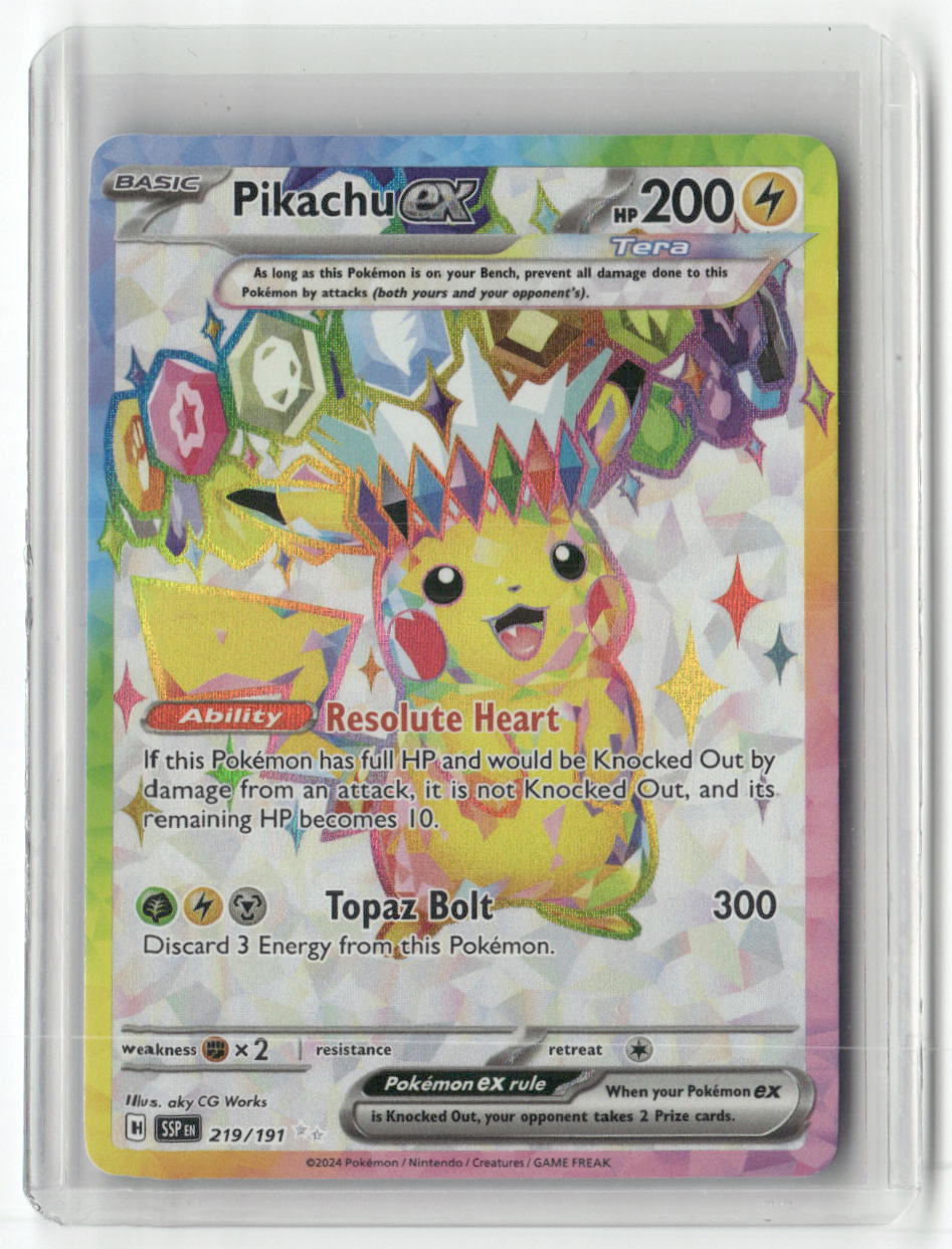 Pikachu ex Ultra Rare SV08: Surging Sparks 219/191 NM
