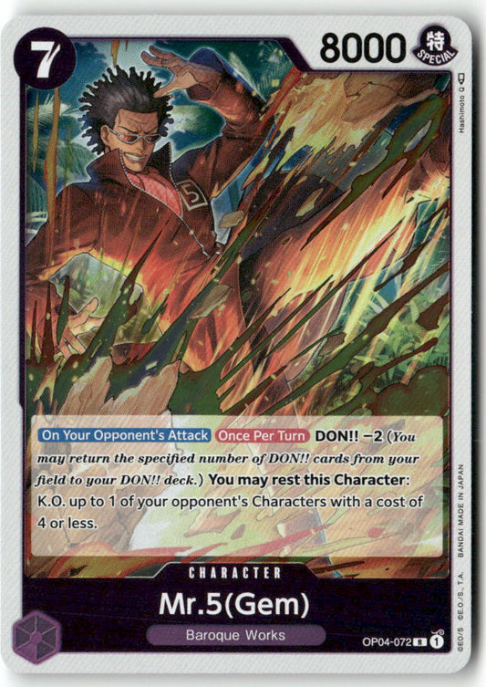 Mr.5 (Gem) R Kingdoms of Intrigue OP04-072 NM