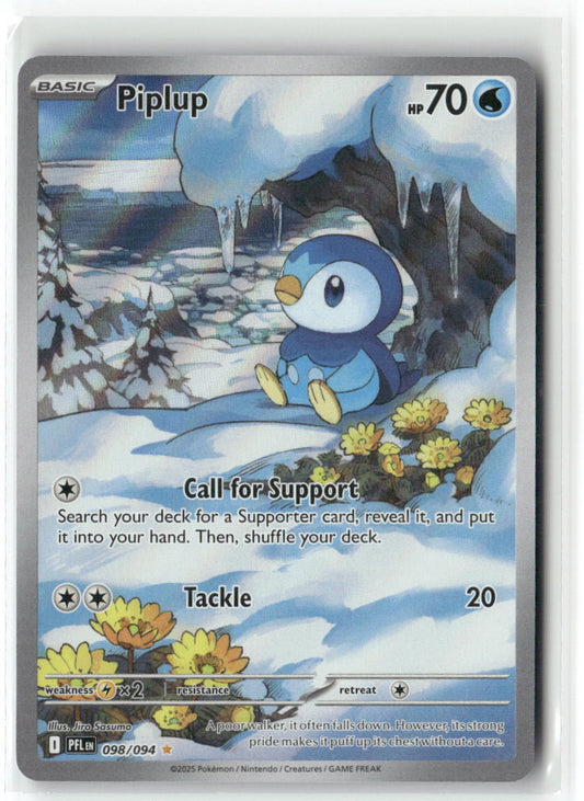 Piplup Illustration Rare ME02: Phantasmal Flames 098/094 NM